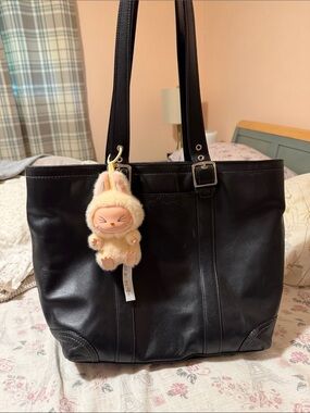 Classic Black Coach Leather Tote Bag